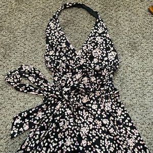 Black Polka Dot Halter Dress Charlotte Russe LBD Neapolitan Colored Spots